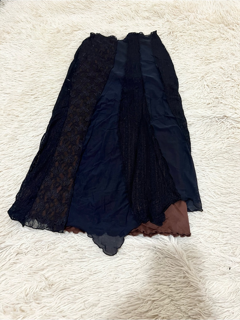 Urban Outfitters Black and Brown Patchwork A-Line Skirt